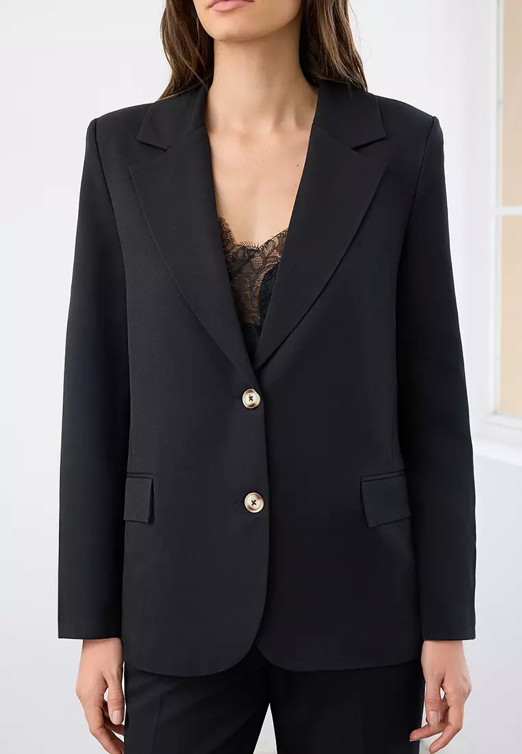 Regular Lined Woven Blazer Jacket