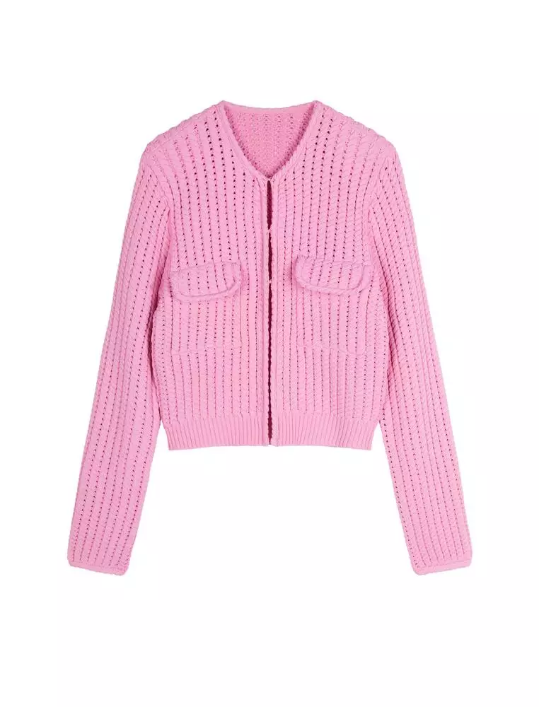 修身短款開襟毛衫