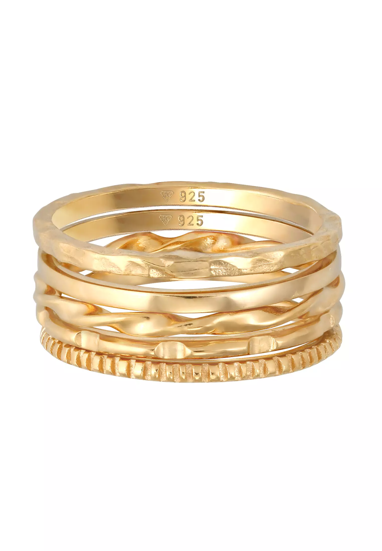 Ring Stacking Rings Set of 5 Basic Minimal Filigree Trend Gold Plated