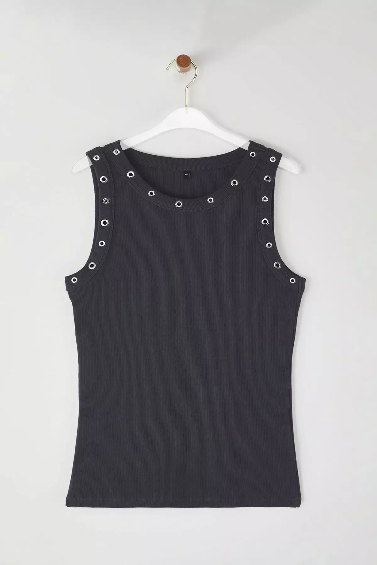 Plus Size Eyelets Ribbed Top