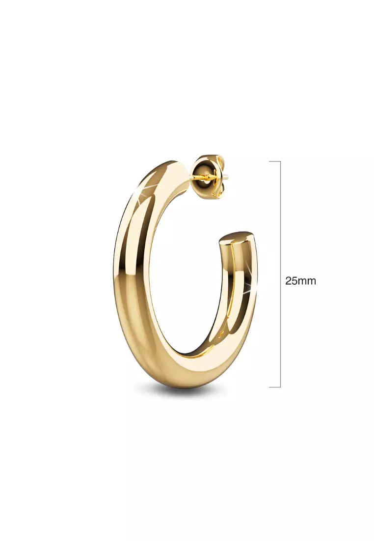 Creole C-Hoop Gold Layered Earrings 25mm