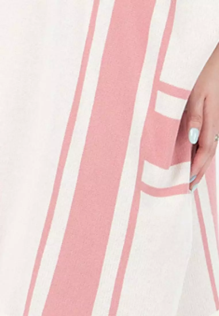 Gio Pattern Knit Cardigan in Pink