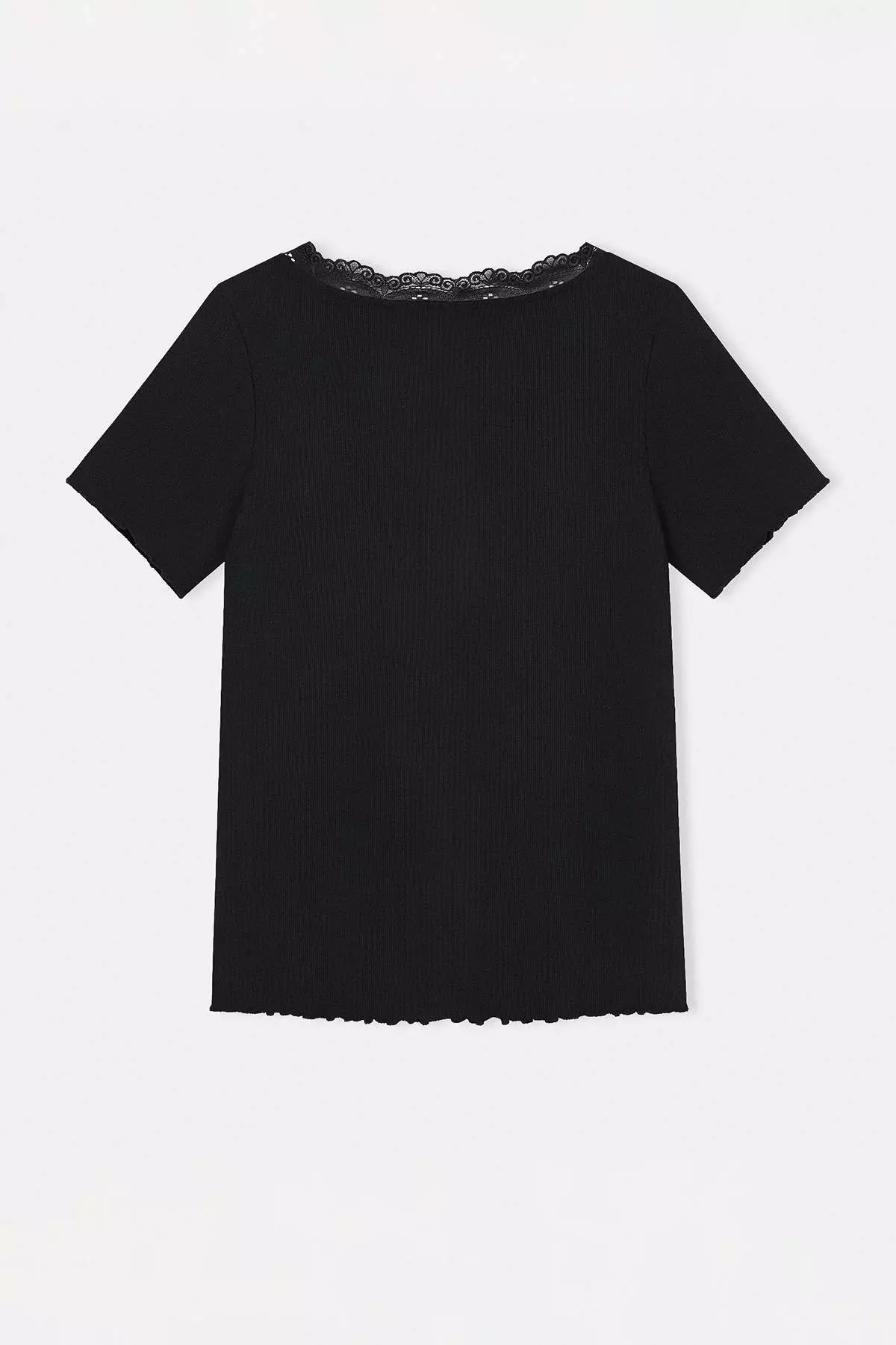 Black Lace Collar Detailed Buttoned Knitted Plus Size Blouse Tbbss26Af00138
