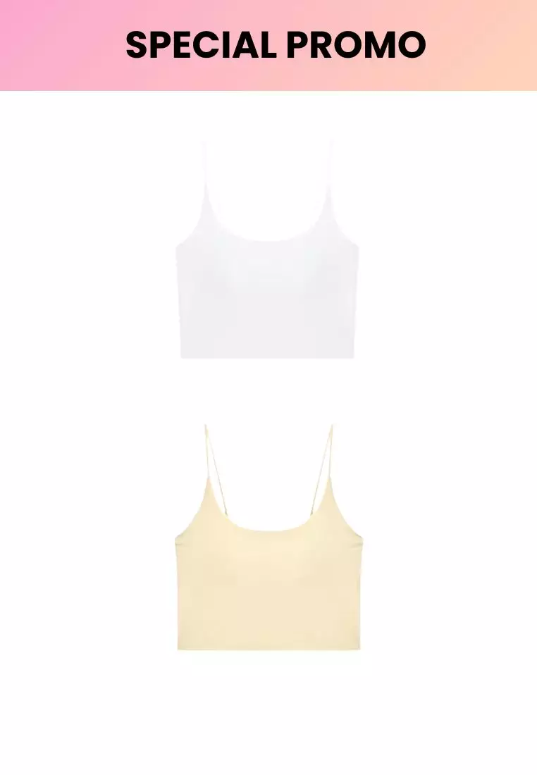 2 Pack Premium Alaia Seamless Ice Silk Bralette Inner Top in White and Nude
