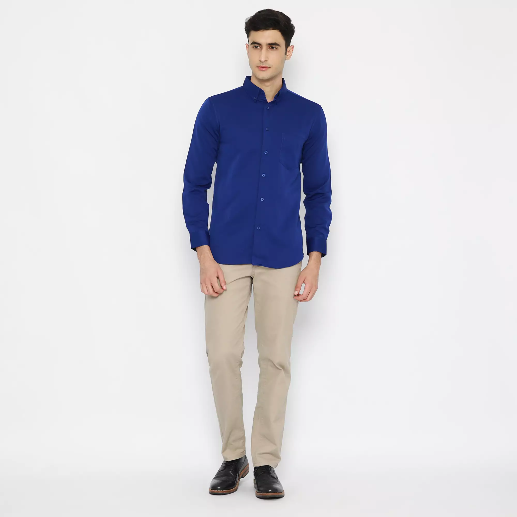 Platini Kemeja Pria Polos Lengan Panjang Polinosic Royal Blue 66102