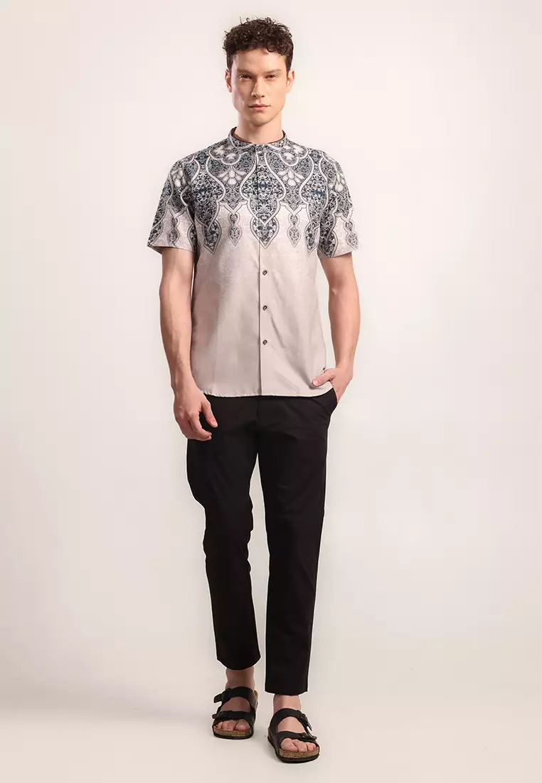 MOC - Kemeja Shanghai Lengan Pendek Pria Azkha - Khaky