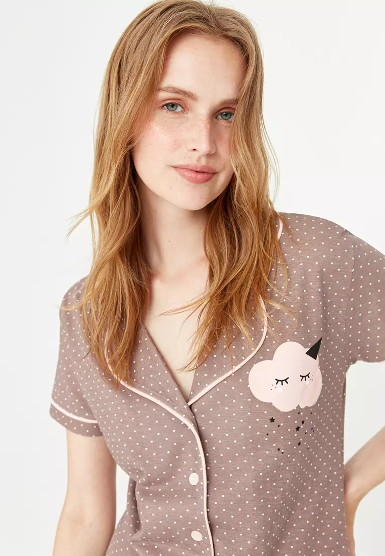 Pigiama Donna Trendyol A Puntini - Set Maglia Viscosa, Taglie Plus Fino A 6XL - Foto 10