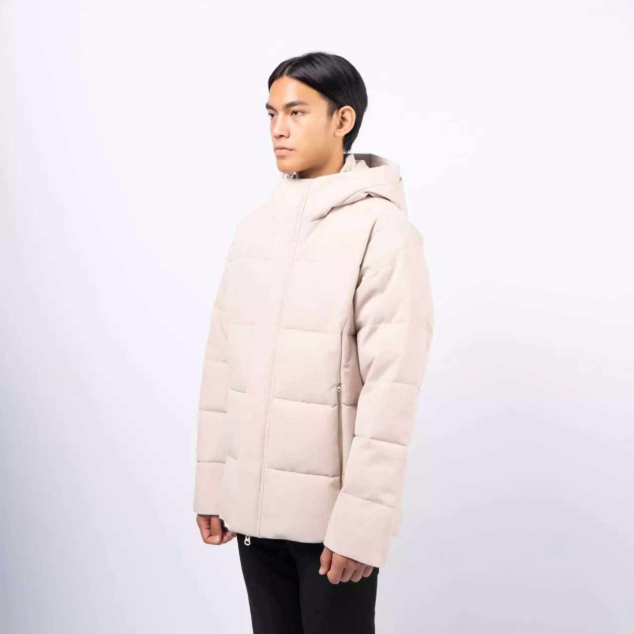 Finnian Animal Free Hooded Puffer Jacket Beige