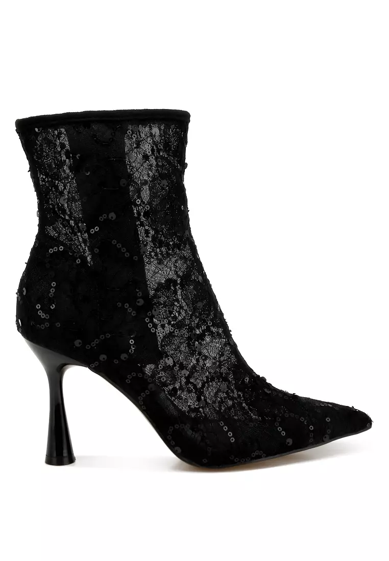 Discount on Rag & CO.  shoes - SKU: Sequin Lace Boots in Black
