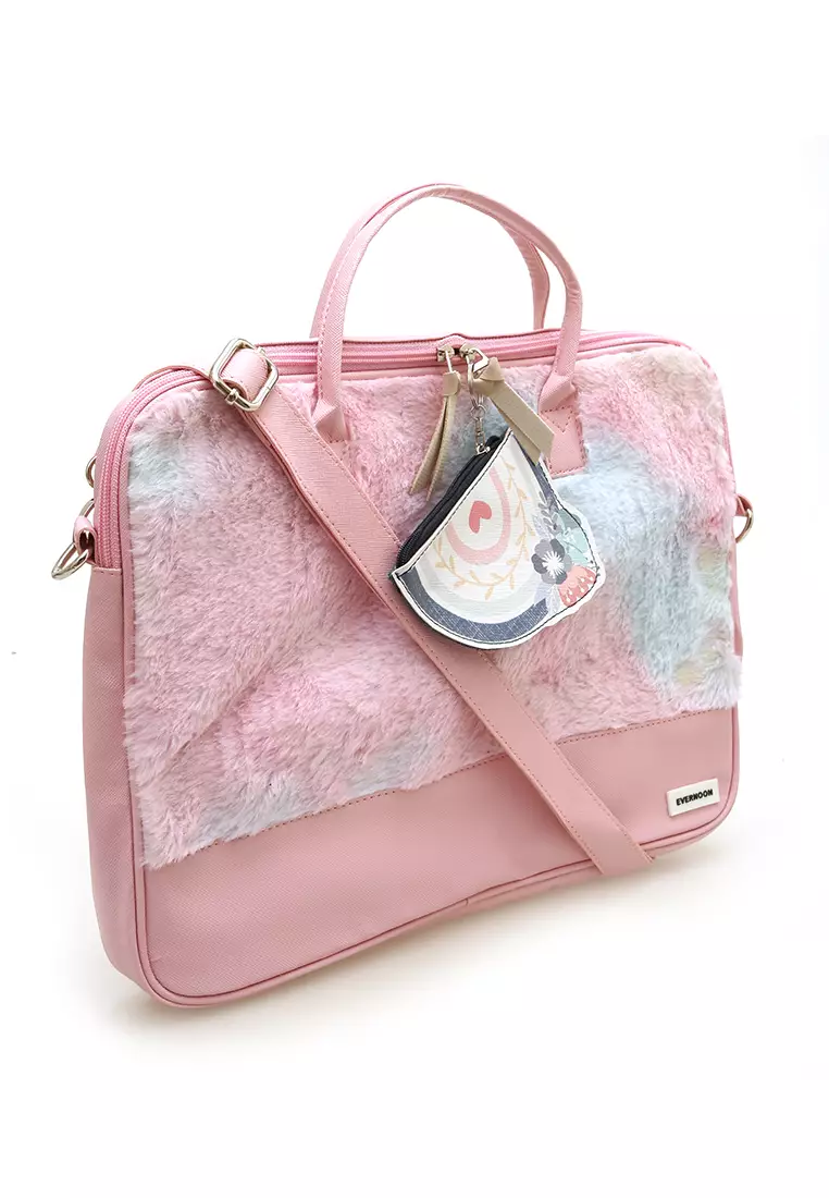Shania Laptop SlingBag Fluffy Purple Pink With Mini Pouch -  Pink 1 Rainbow