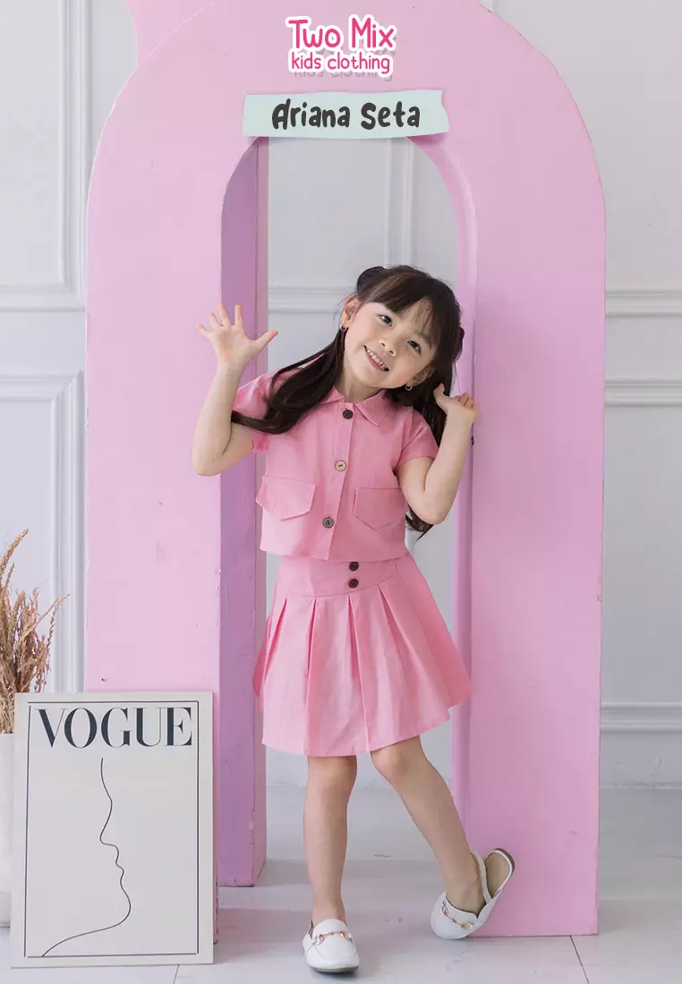 Two Mix - Setelan Baju Rok Anak 1-6 Tahun Anak Perempuan Lucu + Tanktop - Ariana Set 4370 Salem