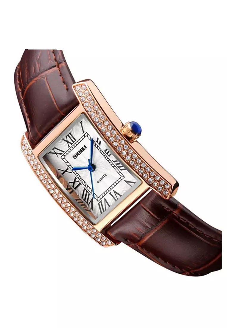 Jam Tangan Kasual Analog Wanita Waterproof 30m Strap Tali Material PU Leather FG55 ORIGINAL