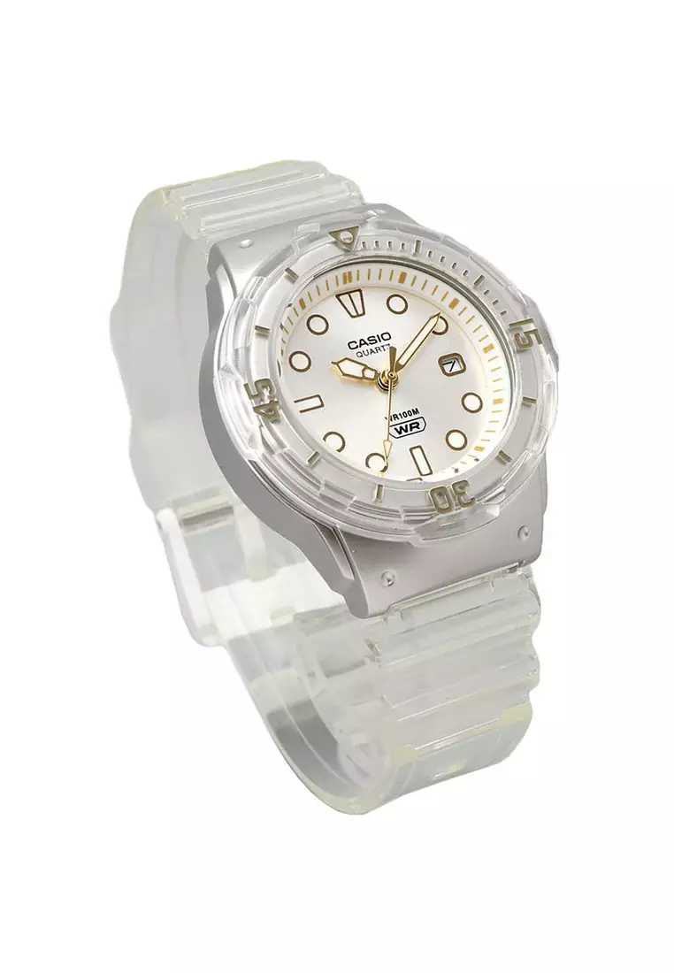 Women Analog Watch LRW-200HS-7EV Clear Resin Strap