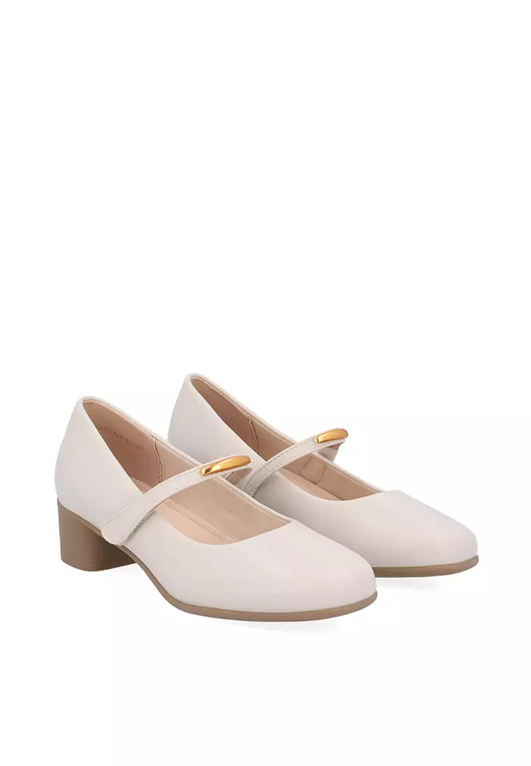 Beige Elara Strap Pumps