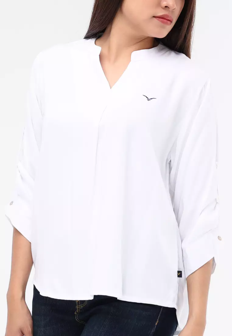 Plain Single Bold Twill 3/4 Blouse