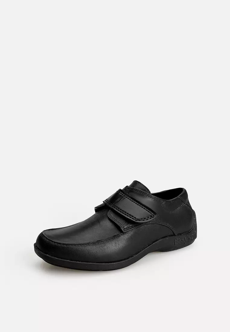 Kids black leather shoes on sale