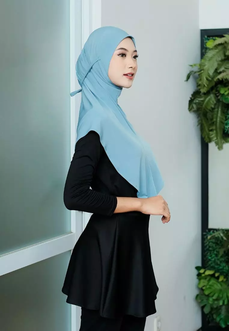 Bergo Mirae Hijab Sport Powder Blue - Hijab Instant - Hijab Daily Untuk Olahraga