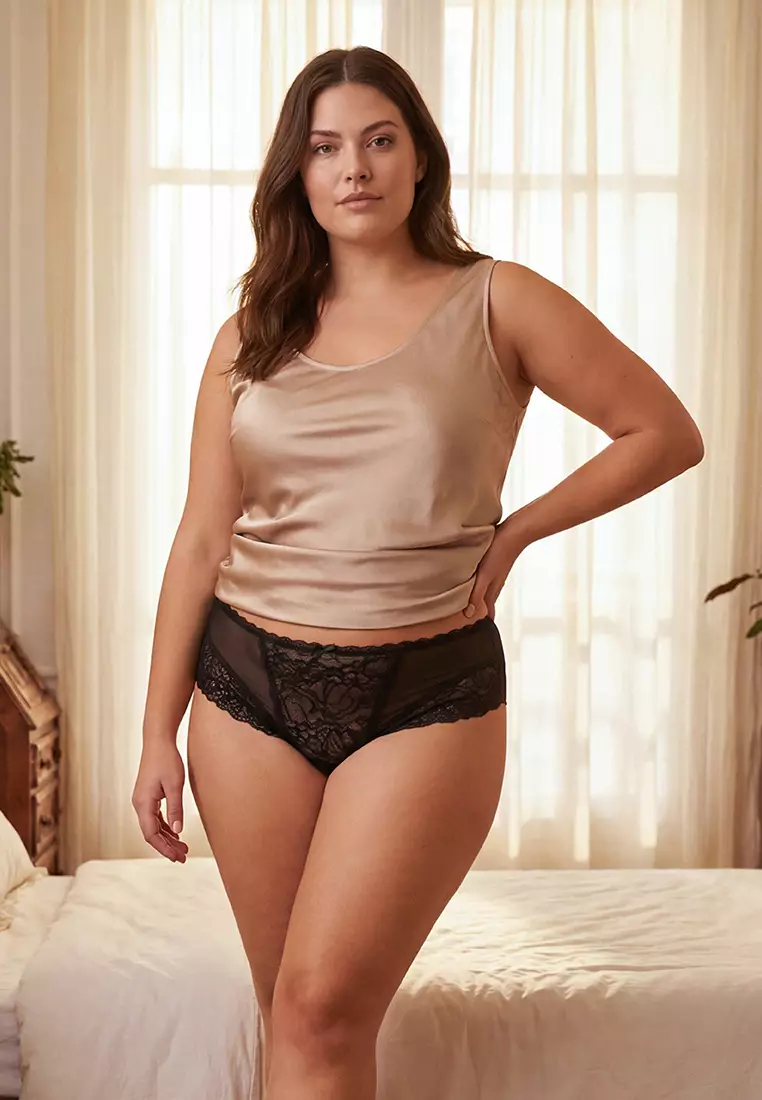 Single Lace Classic Knitted Stretchy Plus Size Fancy Panties
