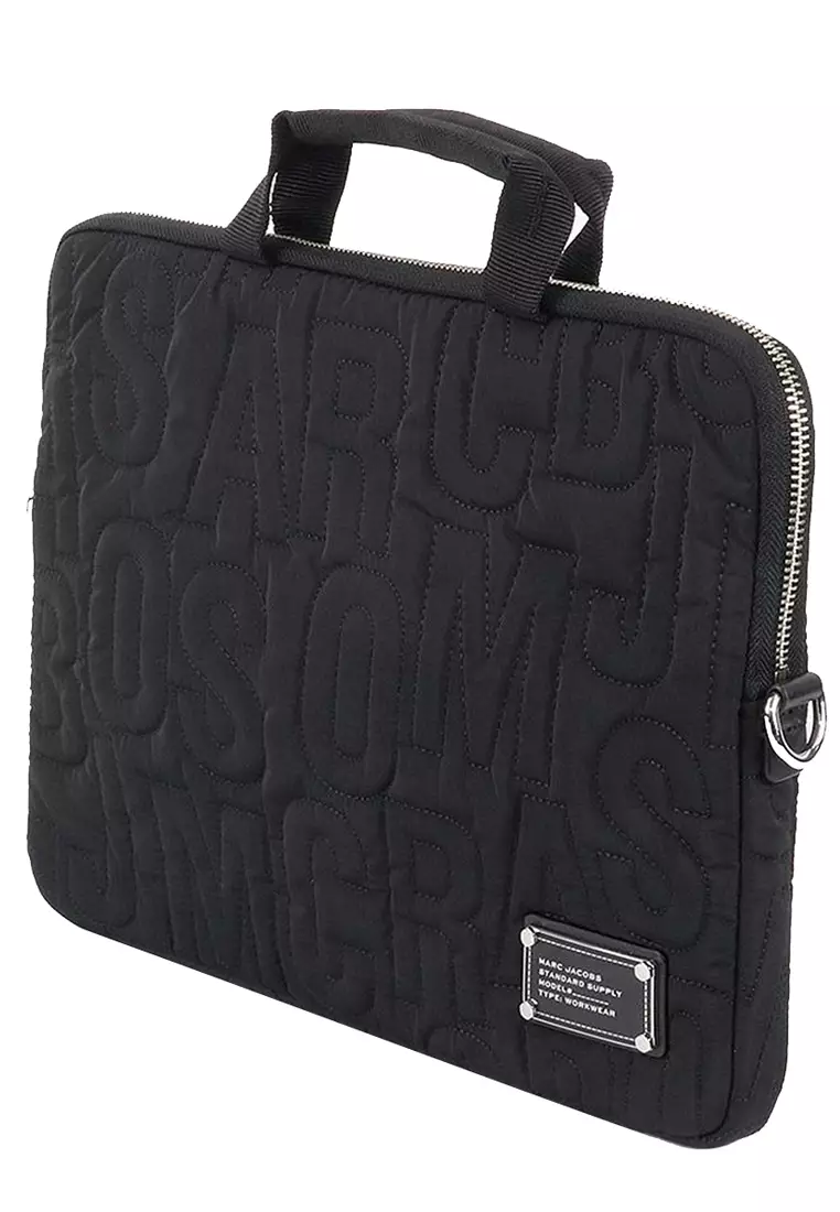 Nylon Jumbled Logo Workwear Laptop Bag in Black 4S4SCP001S02