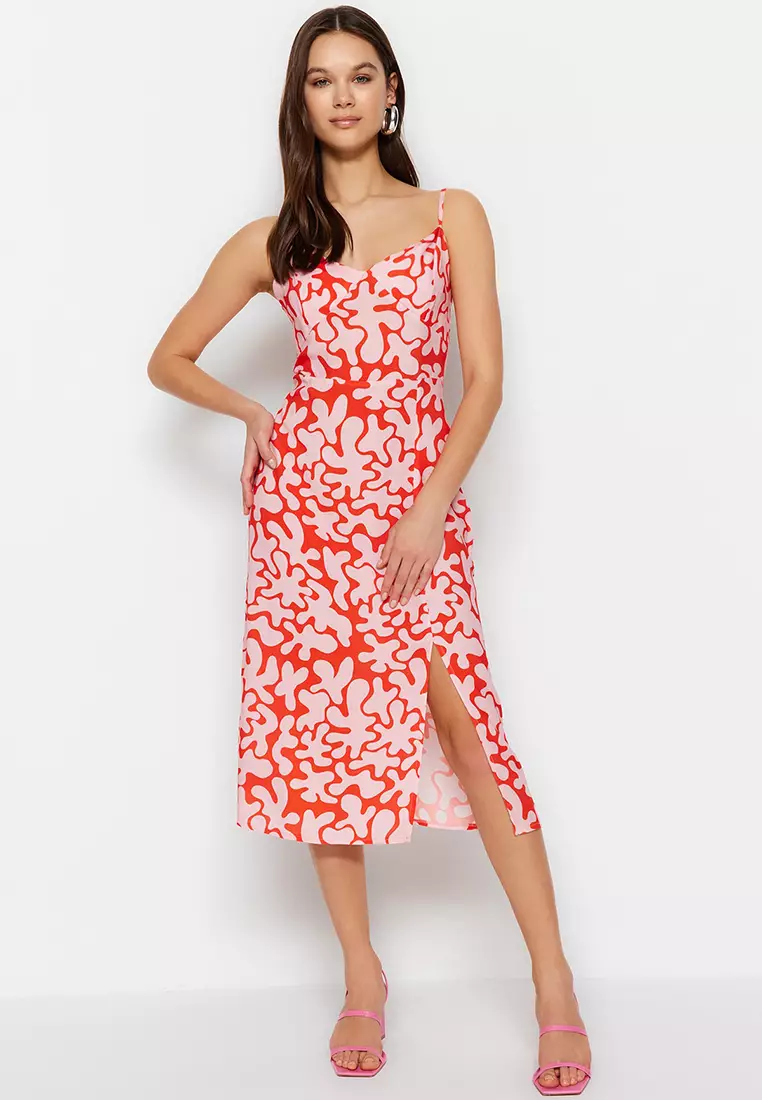 Red midi new arrivals dress floral