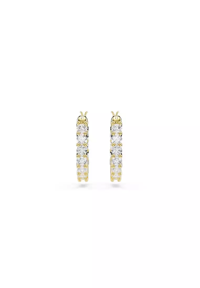 Matrix Vittore Hoop Earrings, Round Cut, White, Gold-Tone Plated