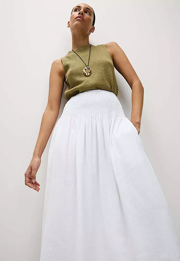 Linen Rich Maxi A-Line Skirt