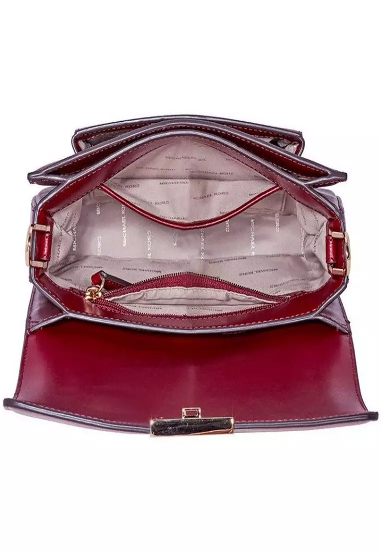 Michael Kors Sloan Editor Tri-Color Leather Shoulder Bag - Oxblood 30F8GS9L9X-610