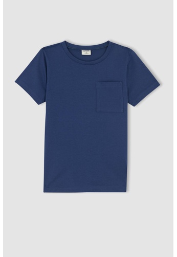 DeFacto blue Short Sleeve Cotton T-Shirt 2870FKAEE6CF8EGS_1