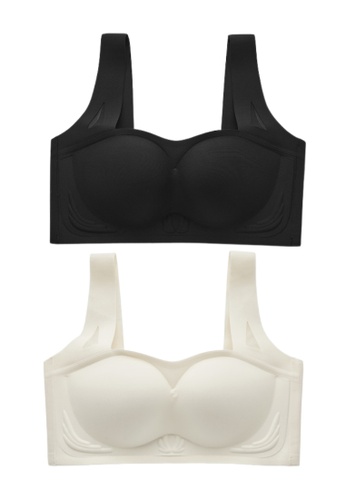 Kiss & Tell black and white 2 Pack Premium Amy Seamless Push Up Lifting Supportive Wireless Padded Bra in White and Black 68B04USFD05410GS_1