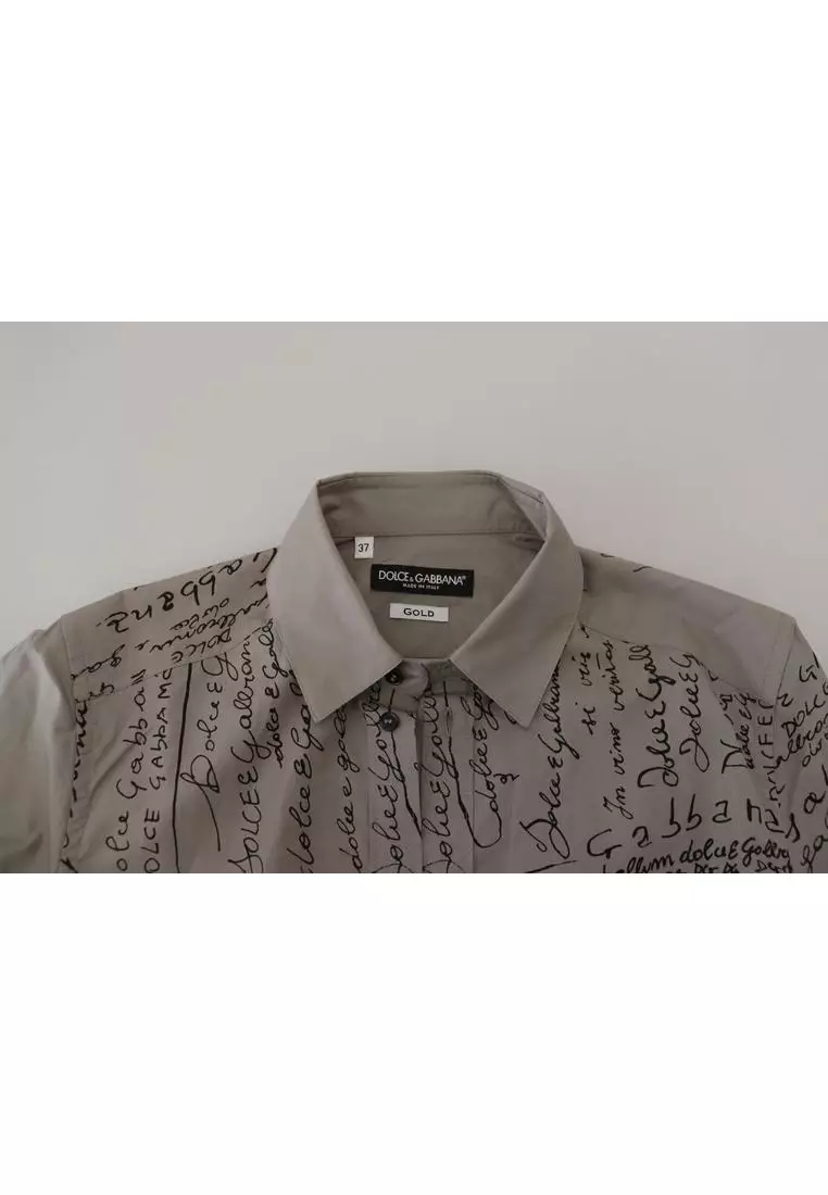 Dolce & Gabbana Black GOLD Cotton Slim Dress Formal Shirt