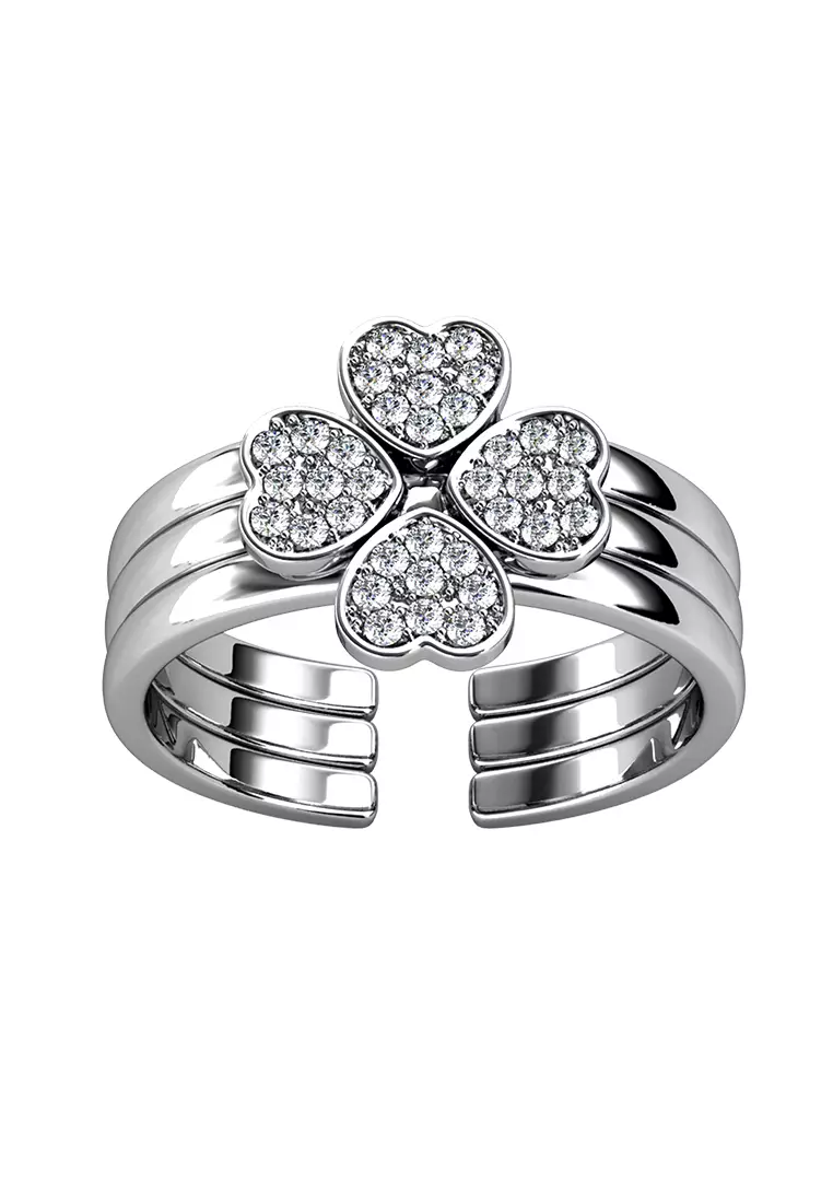 Tri Clover Ring - Cincin Crystal Premium by Her Jewellery