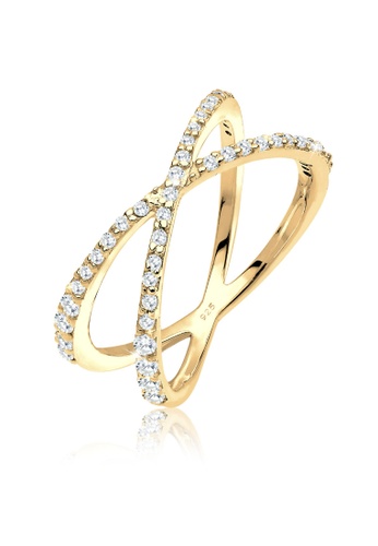 ELLI GERMANY gold Ring Gold Plated Zirconia Crossed 49B44AC0BABC5AGS_1