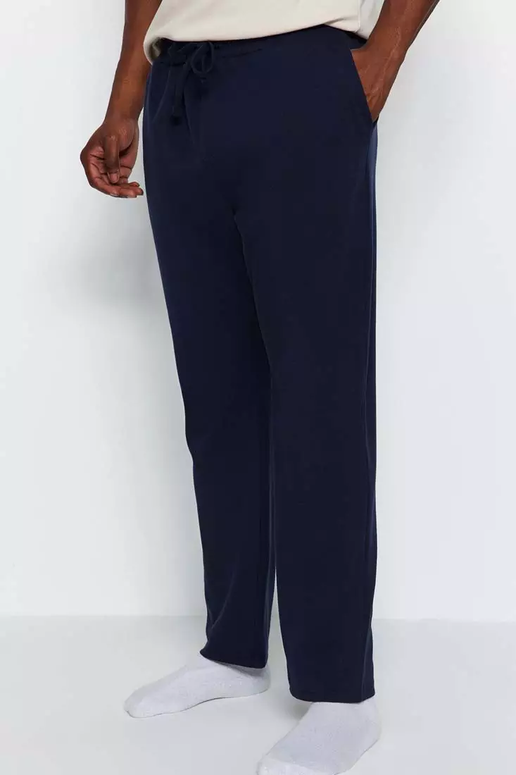 Buy Trendyol Men s Navy Blue Knitted Plus Size Pajama Bottoms