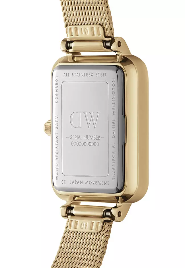 Quadro Unitone 20x26mm Silver Watch Gold dial Mesh strap Sliver Female watch Ladies watch Watch for women DW