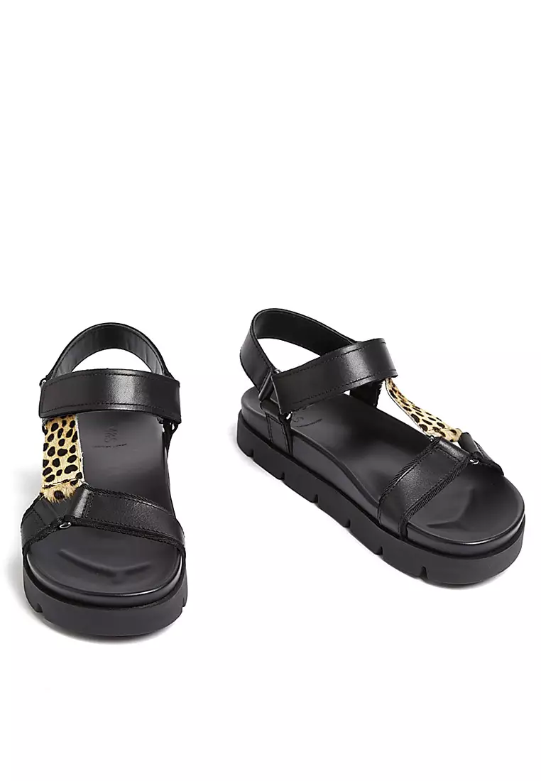 Leather Sporty Ankle Strap Footbed Sandals