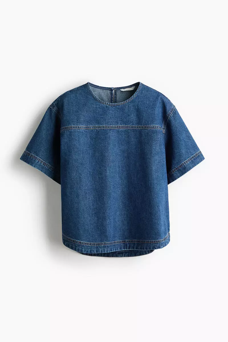 Short-sleeved denim top
