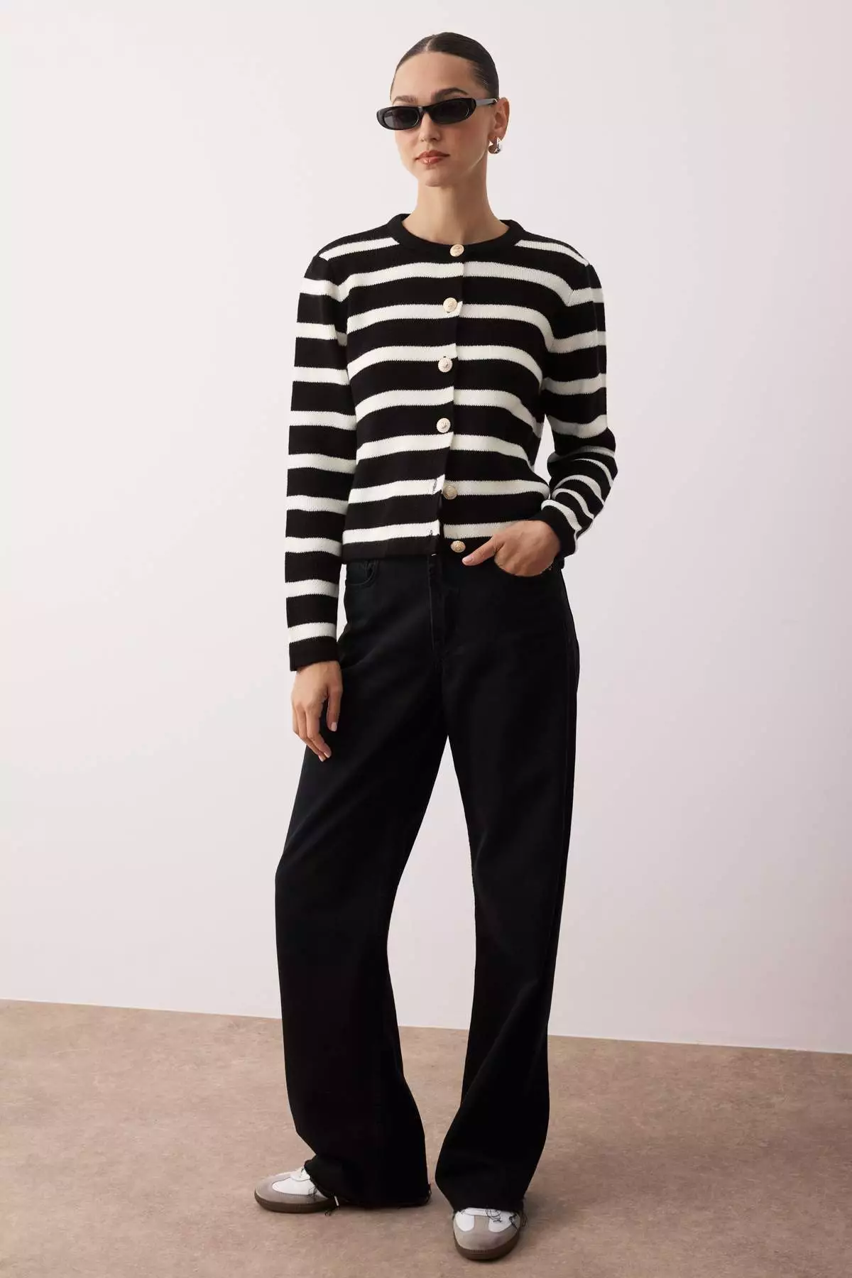 Black Basic Jacket Look Knitwear Cardigan