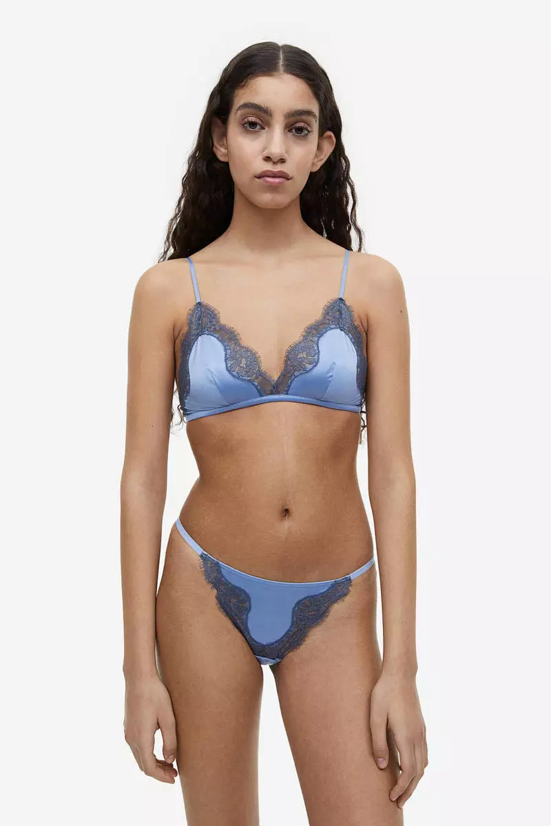 Buy H&M Soft satin bra in Blue Light 2024 Online