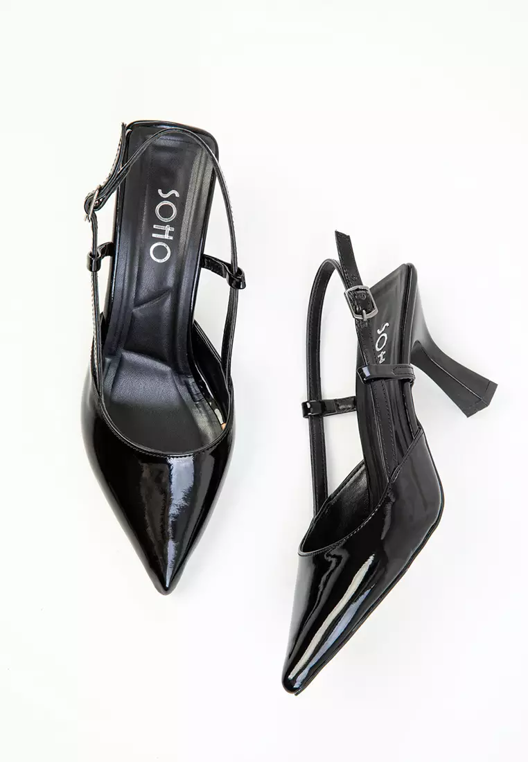 Black Patent Leather Women's Classic Heeled Shoes 20256