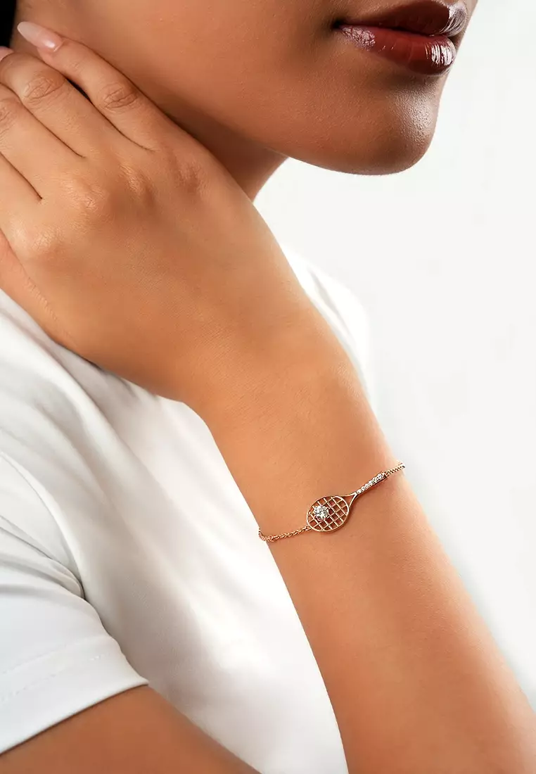 Match Point Racket Bracelet in Vermeil Rose Gold D/E-VVS/VS (0.27ct TDW)