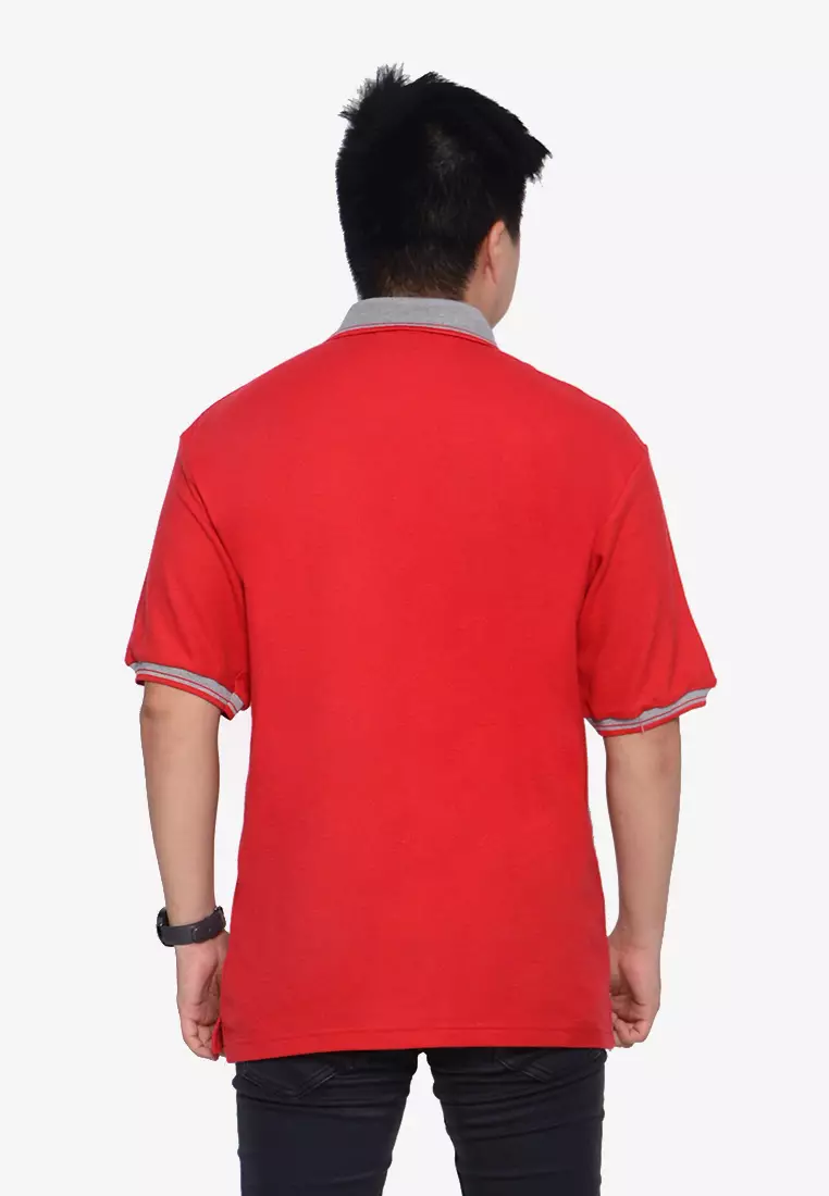 Andre Michel Kaos Polo Shirt Lengan Pendek Kerah Abu Merah 933-33