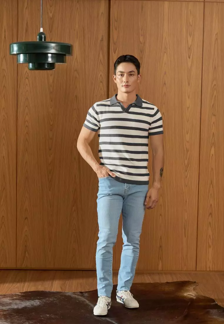 Kale Frans Dark Grey / Polo Shirt rajut premium berbahan dasar cotton wool