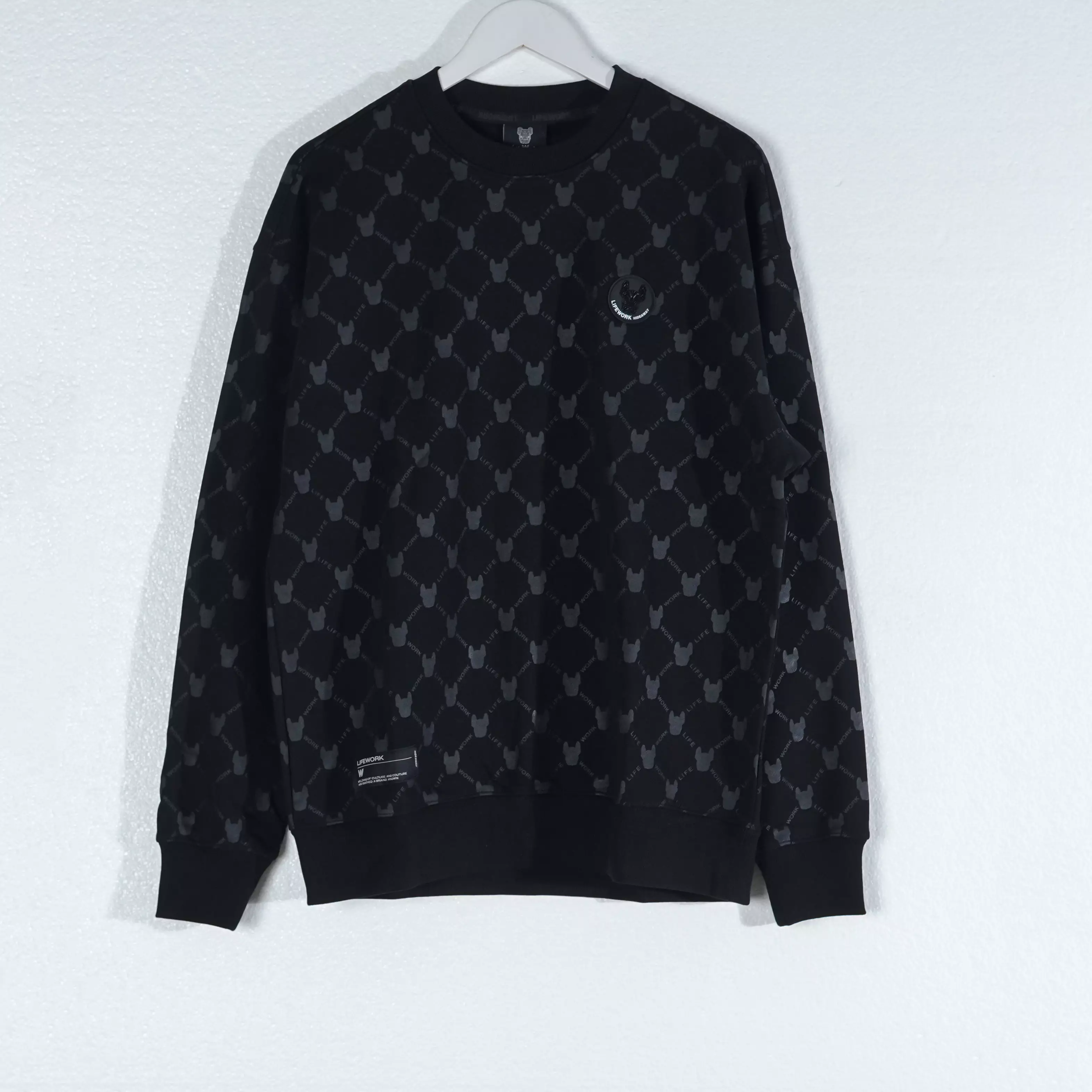 Jual LIFEWORK Sweater LIFE WORK RADOG POCKET MONOGRAM GREY WHITE BLACK ...