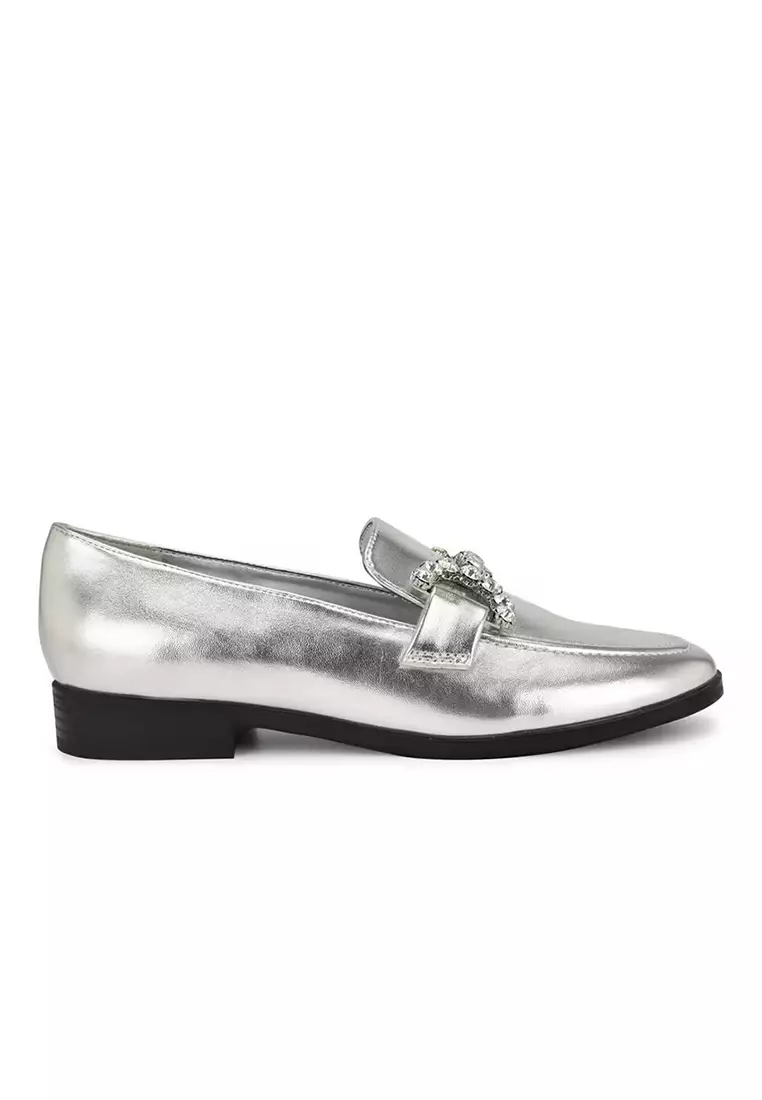 Discount on Nine West  shoes - SKU: Lilpa3 Embellished Loafer Silver