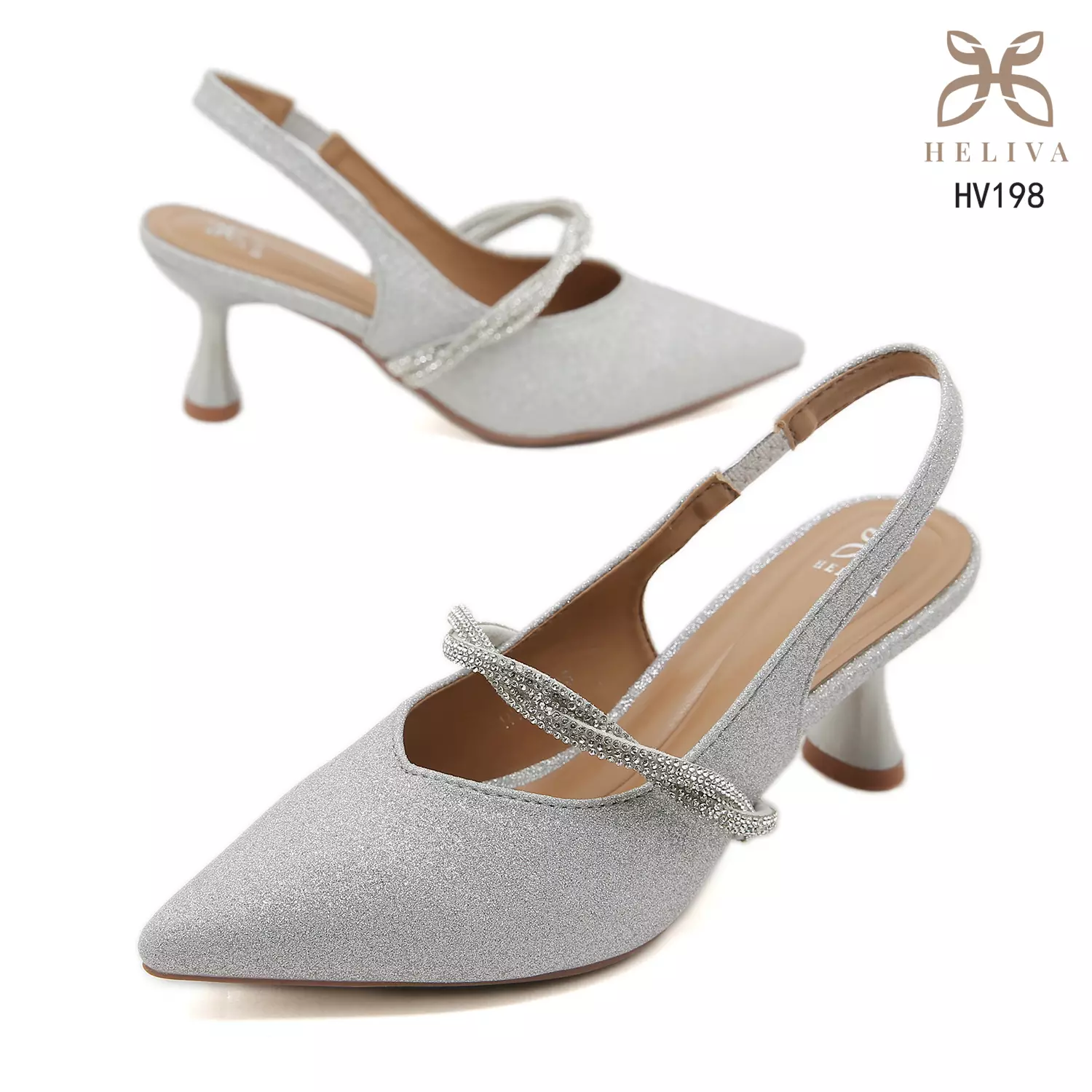 HELIVA CELESTINE Heels Slingback Glitter Stylish HV198