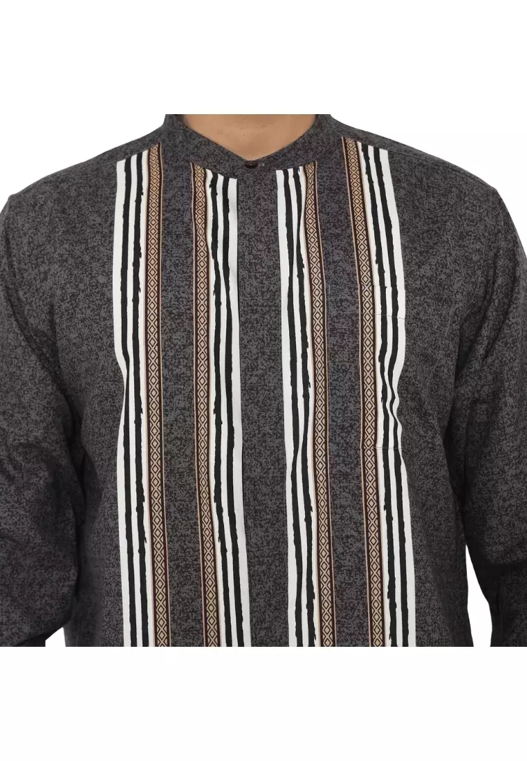 POLICE Kemeja Koko Printing Cotton Soft Regular Fit Lengan Panjang Pria