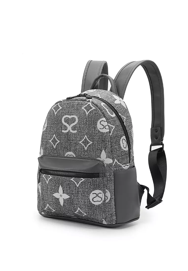 Women's Monogram Backpack (Tas Ransel Wanita / Tas Punggung Wanita) - Abu-Abu