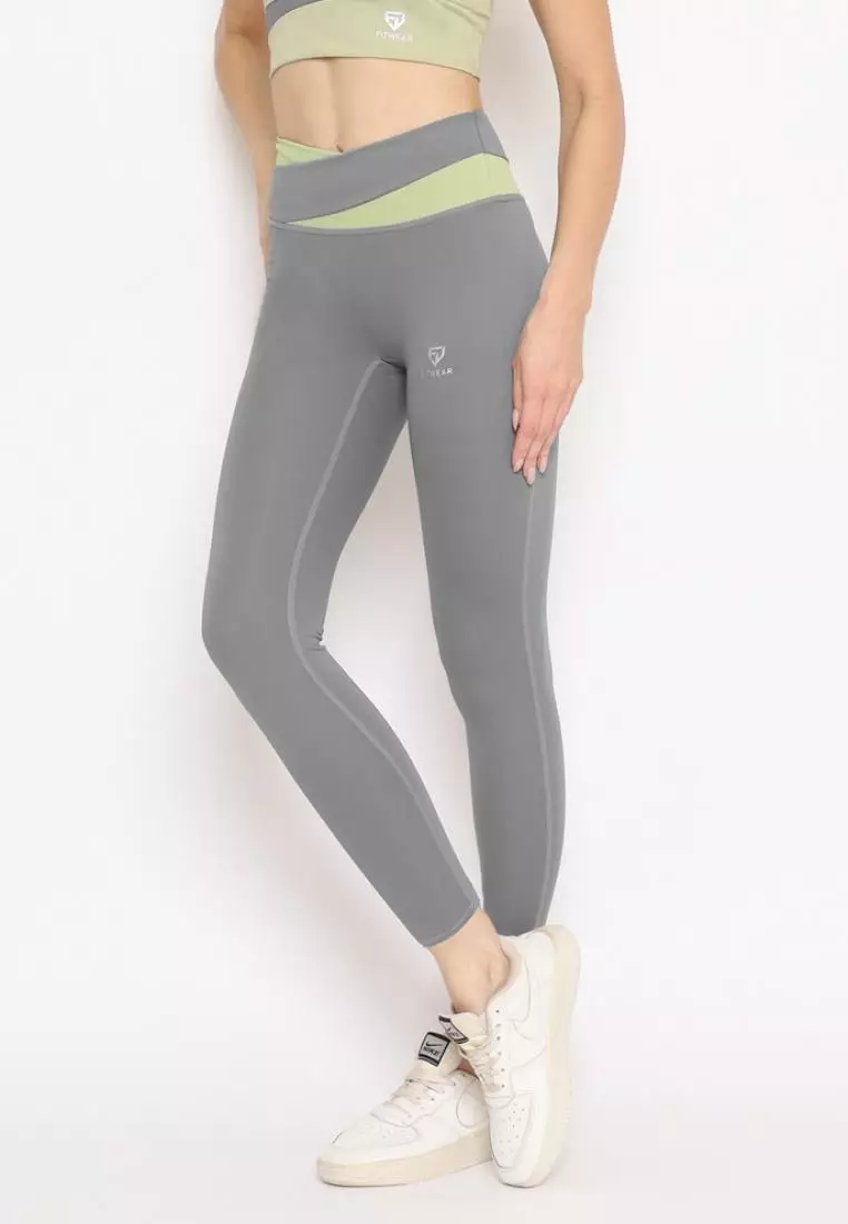Fitwear - Legging Panjang Olahraga Wanita 2TONE MINJI SEAMLESS - GREY PJ