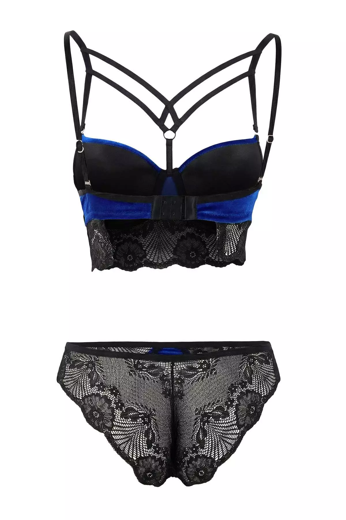 Cobalt Velvet/Lace Push Up Underwear Set Thmss26Cc24