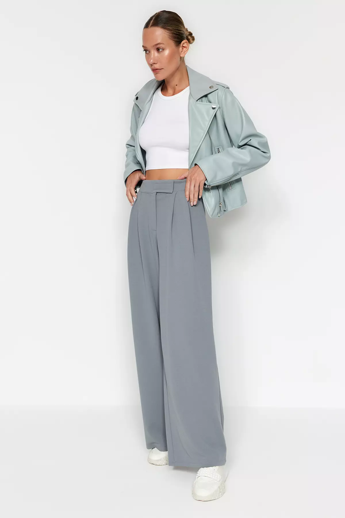 High Waist Wide Leg Trousers